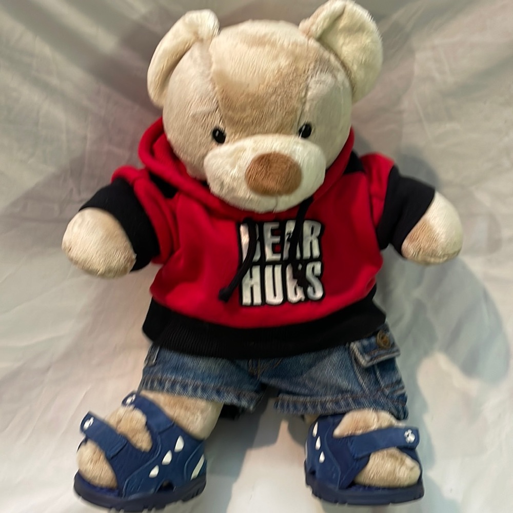 15” Build-a-Bear Workshop With Bear Hugs Hoodie/Shorts & Sandals Outfit! Rare!